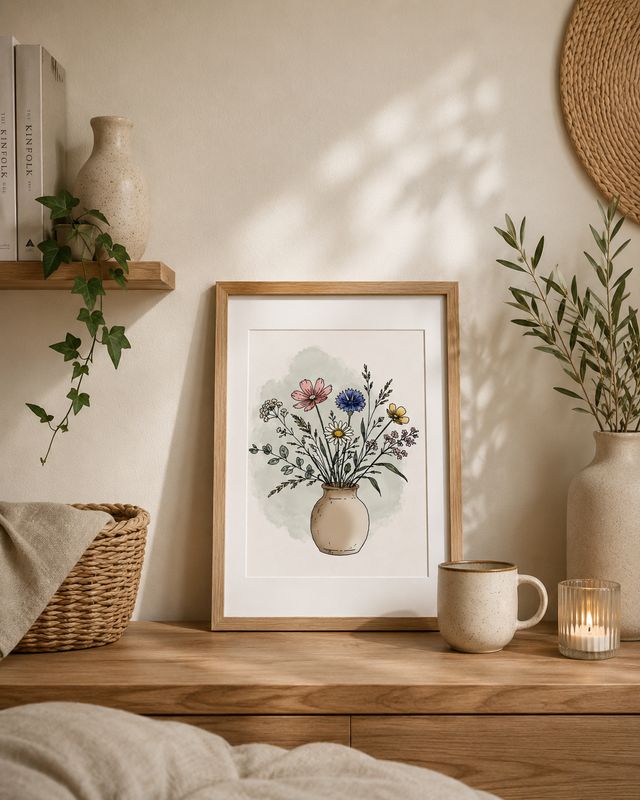Wildflower Bouquet – botanische bloemenposter met veldboeket