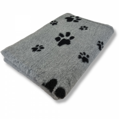 Vet Bed PROF - Grijs met pootjes afdruk - Groene Backing 22 mm