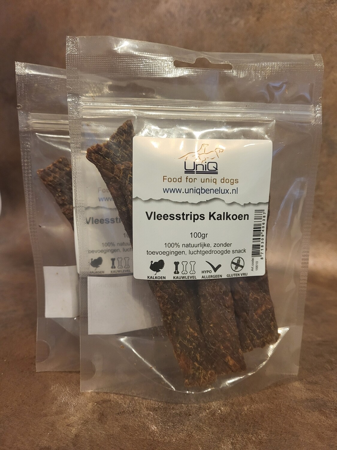 Vleesstrips Kalkoen - zak van 100 gram
