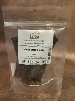 Vleesstrips Lam - zak van 100 gram