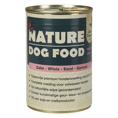Nature Dog Food Zalm, Witvis, Eend &amp; Garnaal - 400 gram