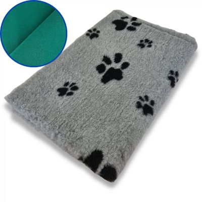 Vet Bed PROF - Grijs met pootjes afdruk - Groene Backing 22 mm