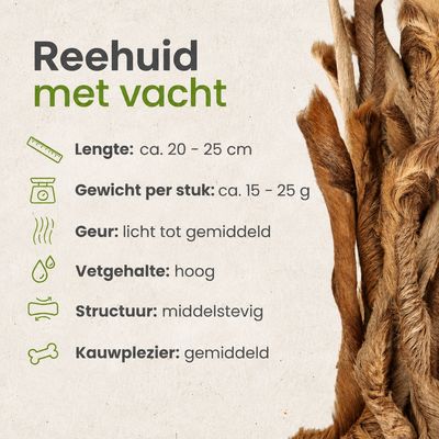 Reehuid met vacht 15-20 cm