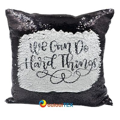 Deux  housses de coussin à sequin réversible noir - blanc sublimable 40-40cm
