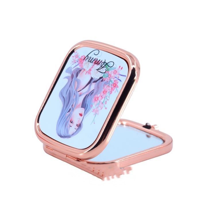 Deux  miroirs de poche sublimable couleur Or Rose - coins arrondis 6x7x1.1cm  prix entre 26.00 € à  18.20€