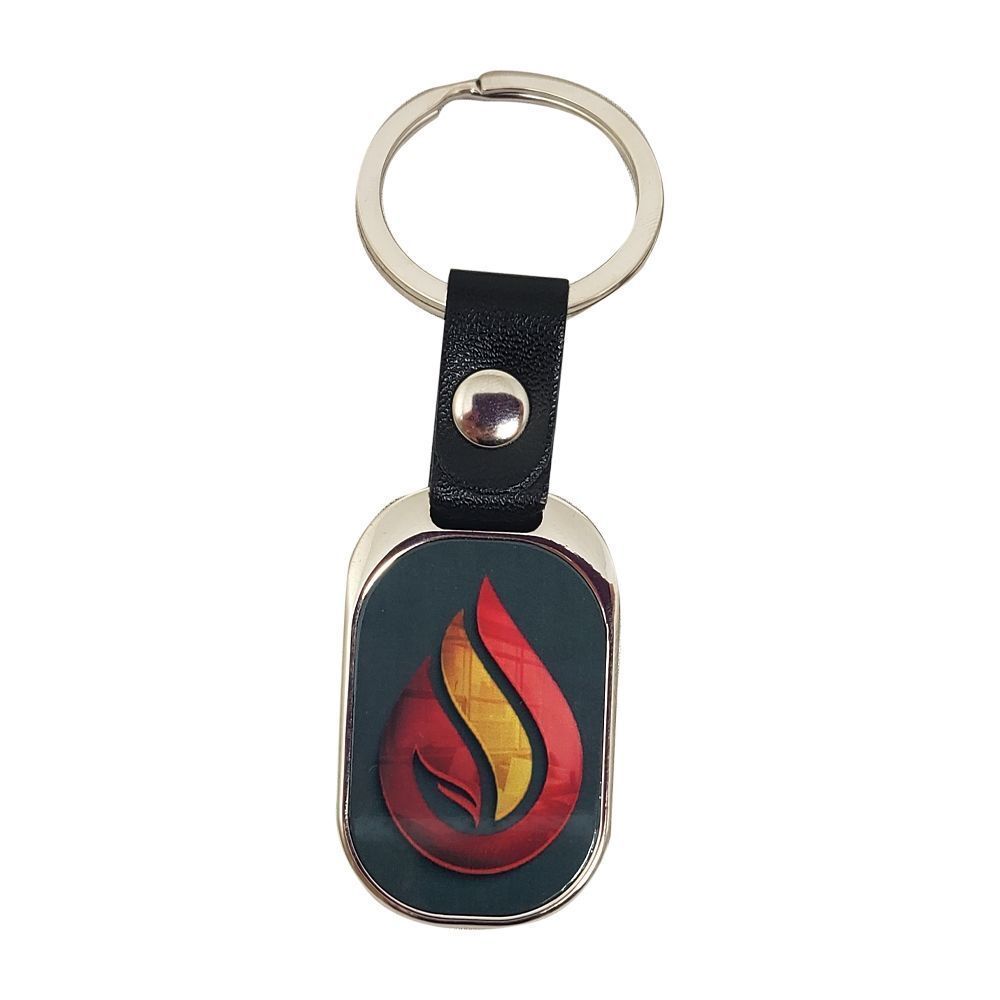 Deux   porte-clés en métal rectangle arrondi avec attache similicuir 2.8 x 7 cm  PRIX ENTRE  22.00 e à 15.40 e