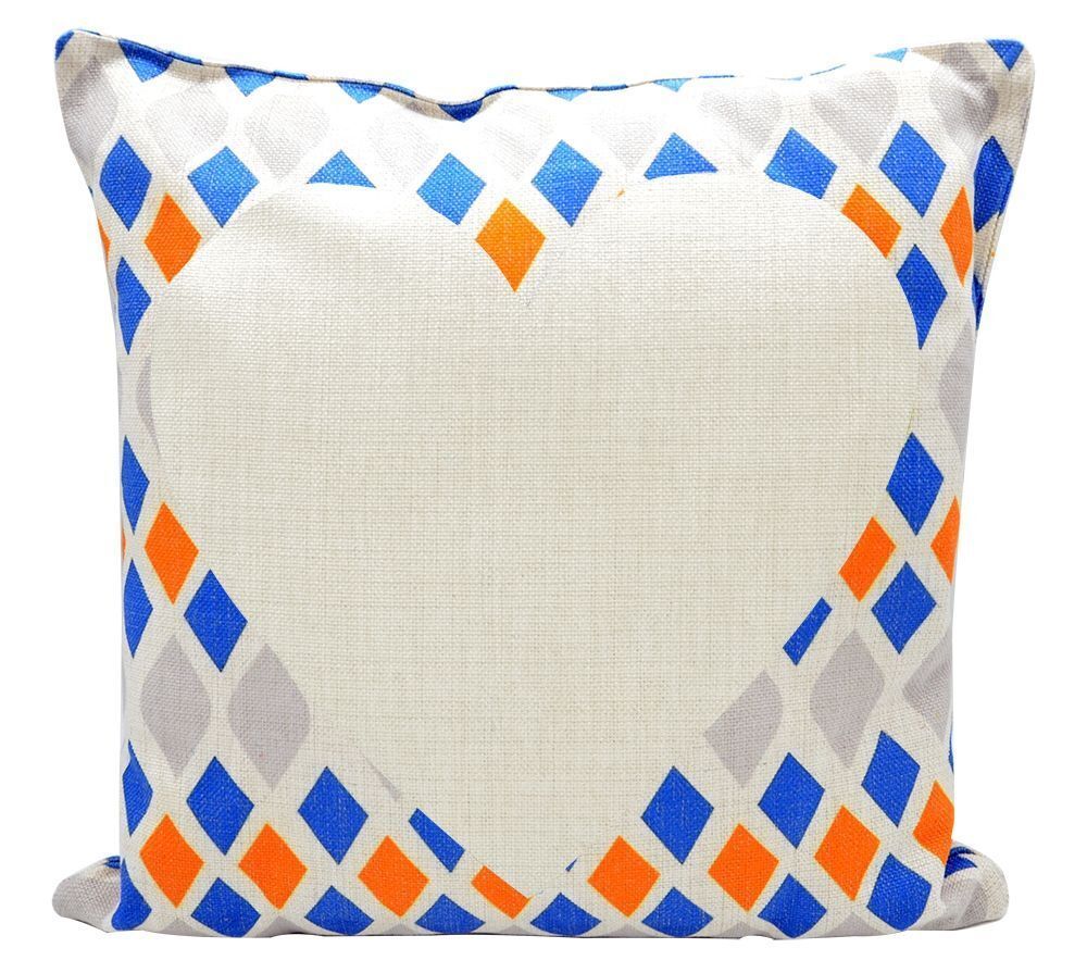 Deux housses de coussin imprimé losange multi couleur en toile de chanvre