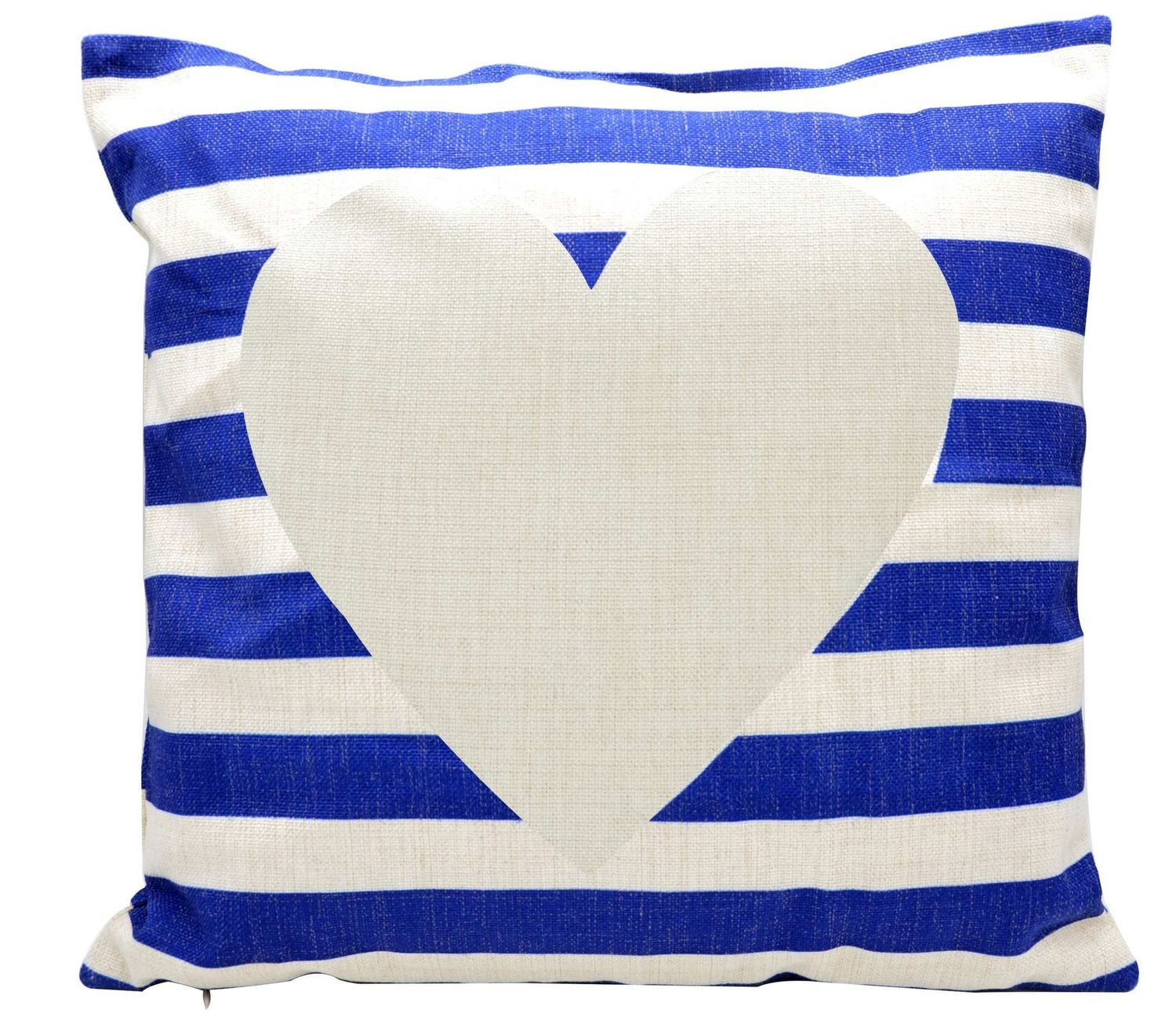 Deux housses de coussin imprimé blanc &amp; bleu en toile de chanvre  prix entre 27.00€ à 18.90€