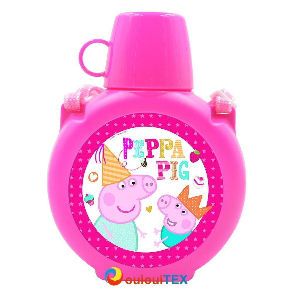 gourdes en plastique Fuchsia ou bleu 700 ml (avec lanière et bouchon tasse) + 2 plaques sublimables