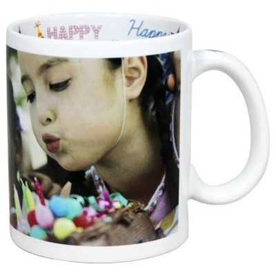 Mugs blancs sublimables (intérieur et anse pré imprime) - thème &quot;Happy Birth Day&quot;   Les tarifs entre  21.85 € à 15.30€