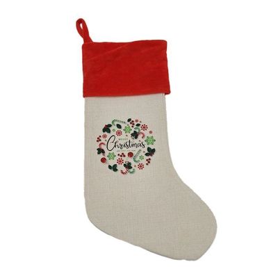 Lot de 2 chaussettes de Noël en tissu imitation chanvre avec bande velours rouge 47 x 18 cm  Prix entre 22.90 € à 16.03 €