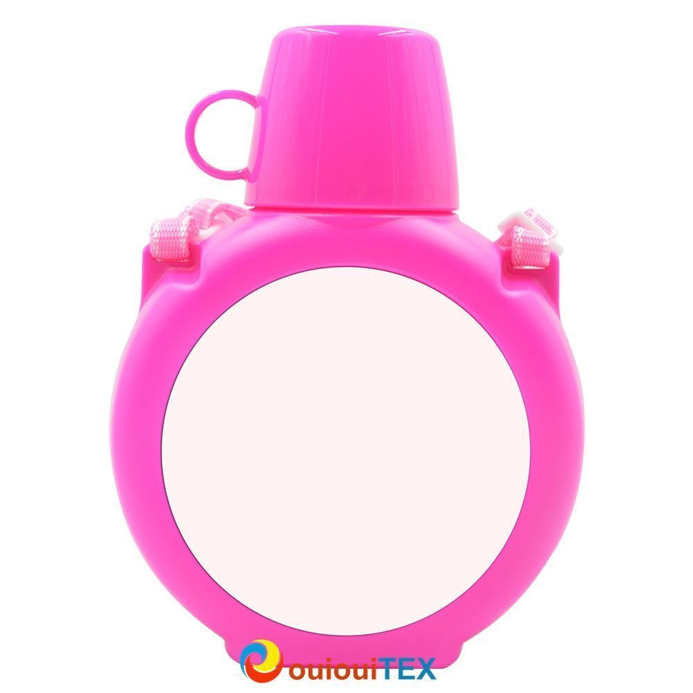 gourdes en plastique Fuchsia 700 ml (avec lanière et bouchon tasse) + 2 plaques sublimables  Les tarifs entre    22.70€ à 15.89€