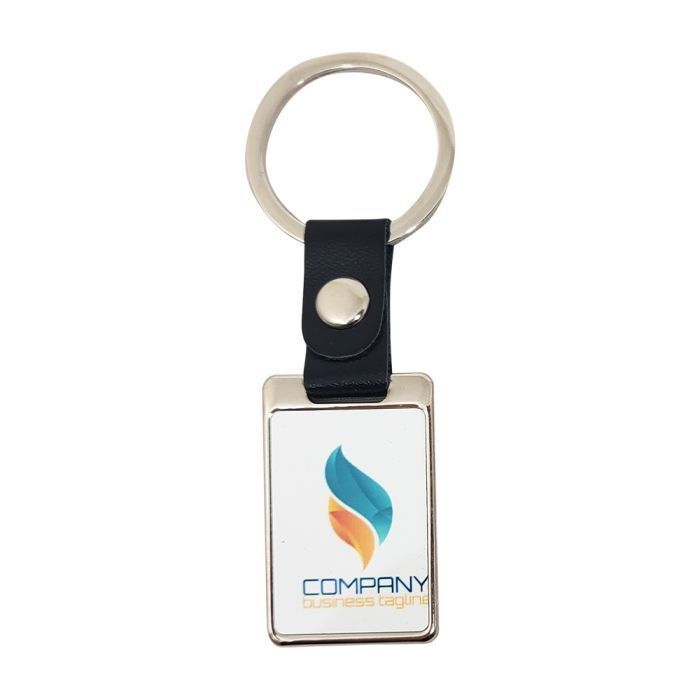 porte-clés en métal rectangle avec attache similicuir 2.5 x 7 cm  PRIX ENTRE  22.00 e à 15.40 e