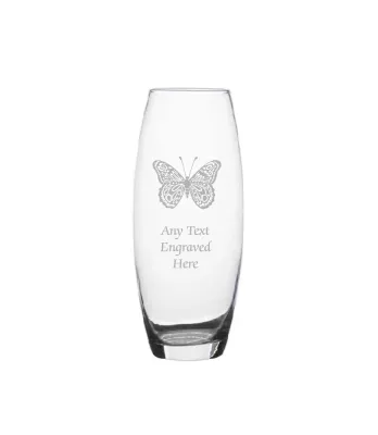 Vase en verre rose gravé