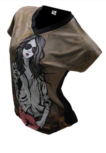 Tee-shirts - Femme - Dos noir - Col V - 100 % Polyester  PRIX DE  21.00€  à 11.90€