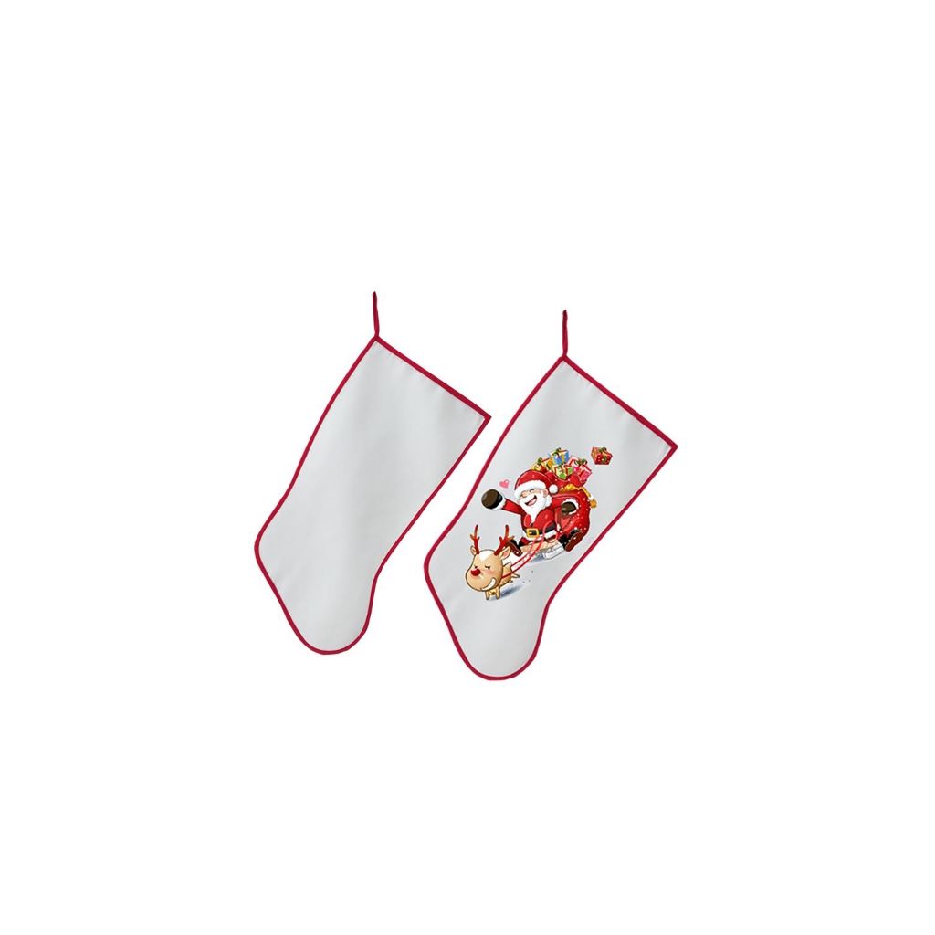 les deux paire Chaussette de Noël - 100% Polyester - Blanc avec bordure rouge - 45 x 21 cm les pris de 20.00 € à 14.00 €