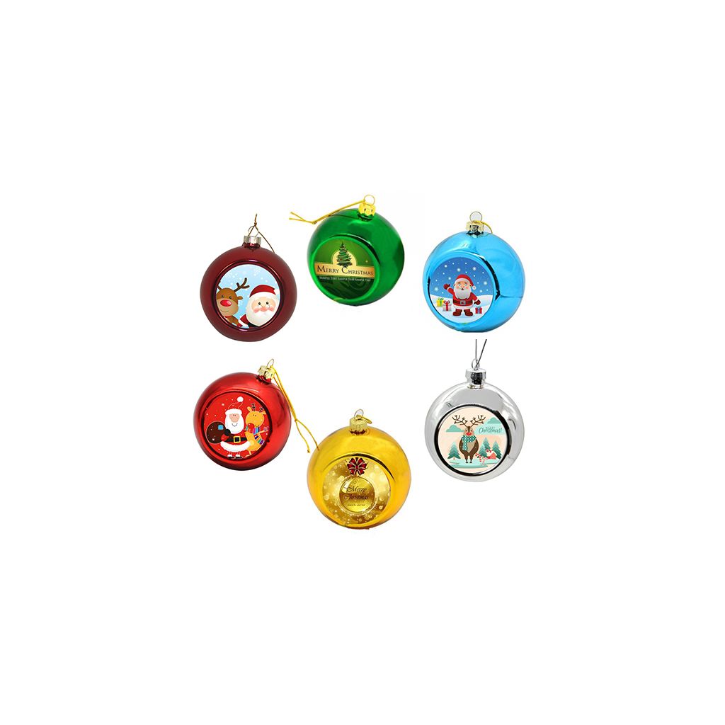 Cinq boule de Noël - Ø 8 cm - Plaque sublimable Ø 5.1 cm                                                                                                   prix entre 29.00€ à  20.30 €