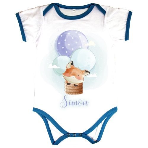 Body bébé RoyalSubli - Manches courtes - 190 g/m² - Blanc / Bourdon de couleur