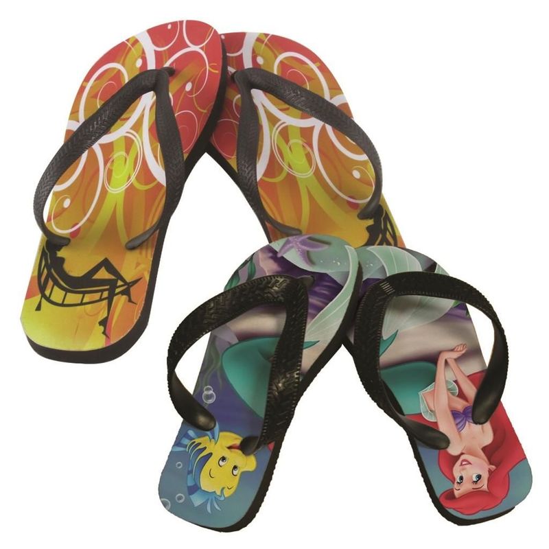 LOT  DE  TROIS Tongs - dessus Polyester - dessous caoutchouc noir