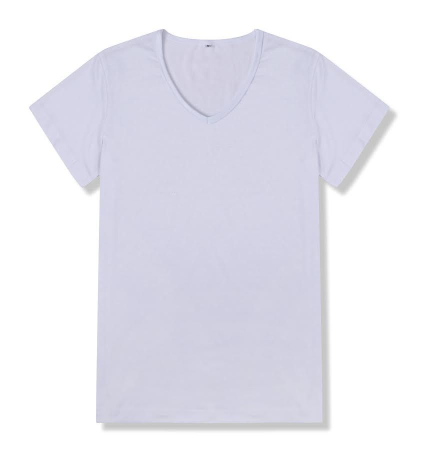 T-shirts ROYALSUBLI® COL V BLANC 190G (Toucher Coton+Spandex)