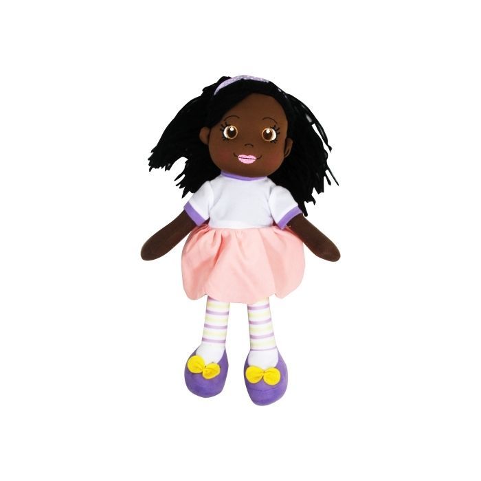LOT DE DEUX peluches Poupée cheveux noirs - Hauteur 35 cm + Robe sublimable