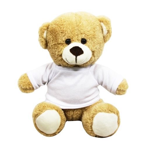 peluches Ours brun clair - Hauteur 18 cm + T-shirt sublimable