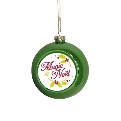 Lot de 4  petites boules de Noël verte Ø 6 cm + plaque aluminium sublimable prix entre 18.00€ a 12.00€