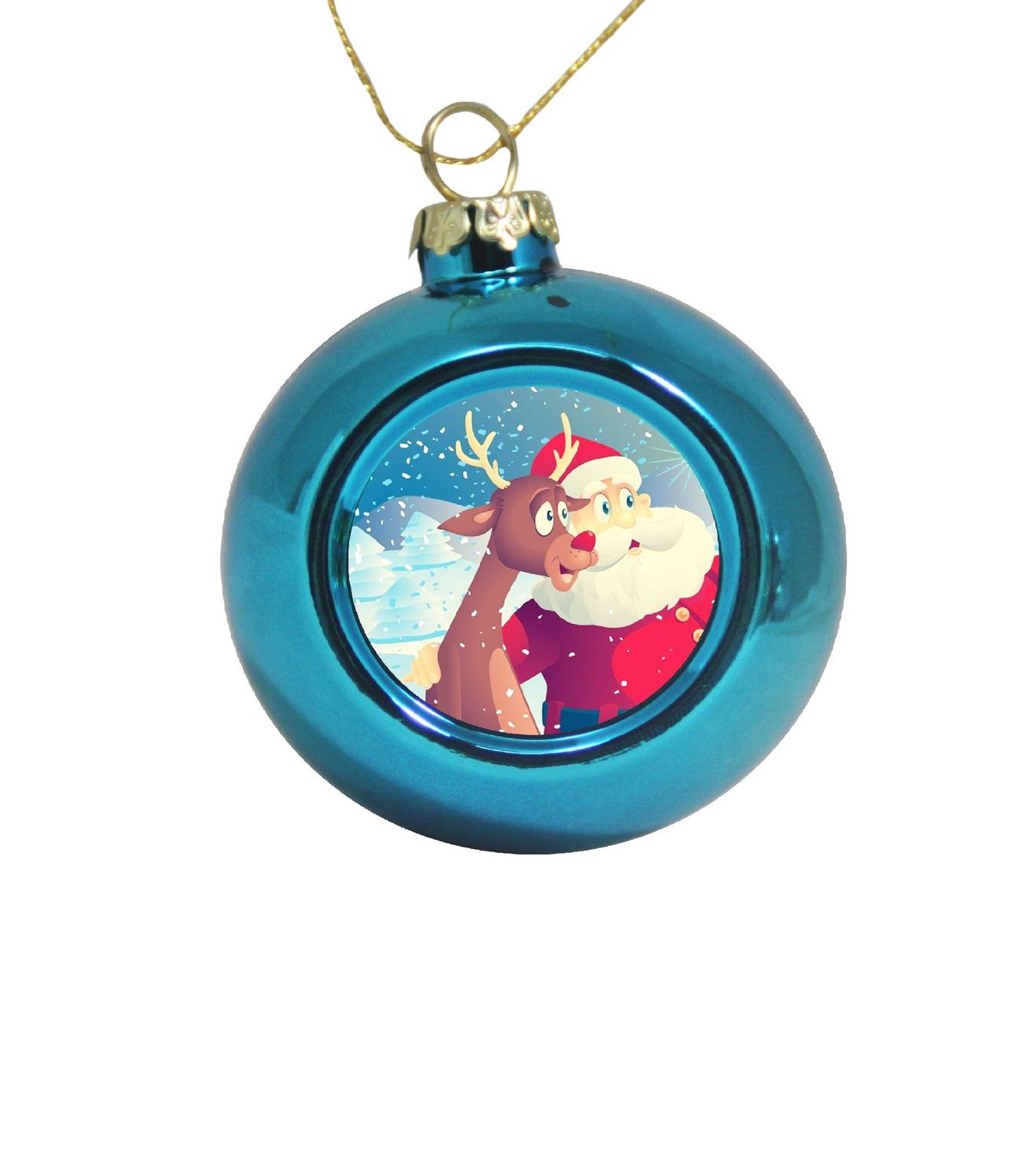 Lot de 3petites boules de Noël bleu Ø 6 cm + plaque aluminium sublimable