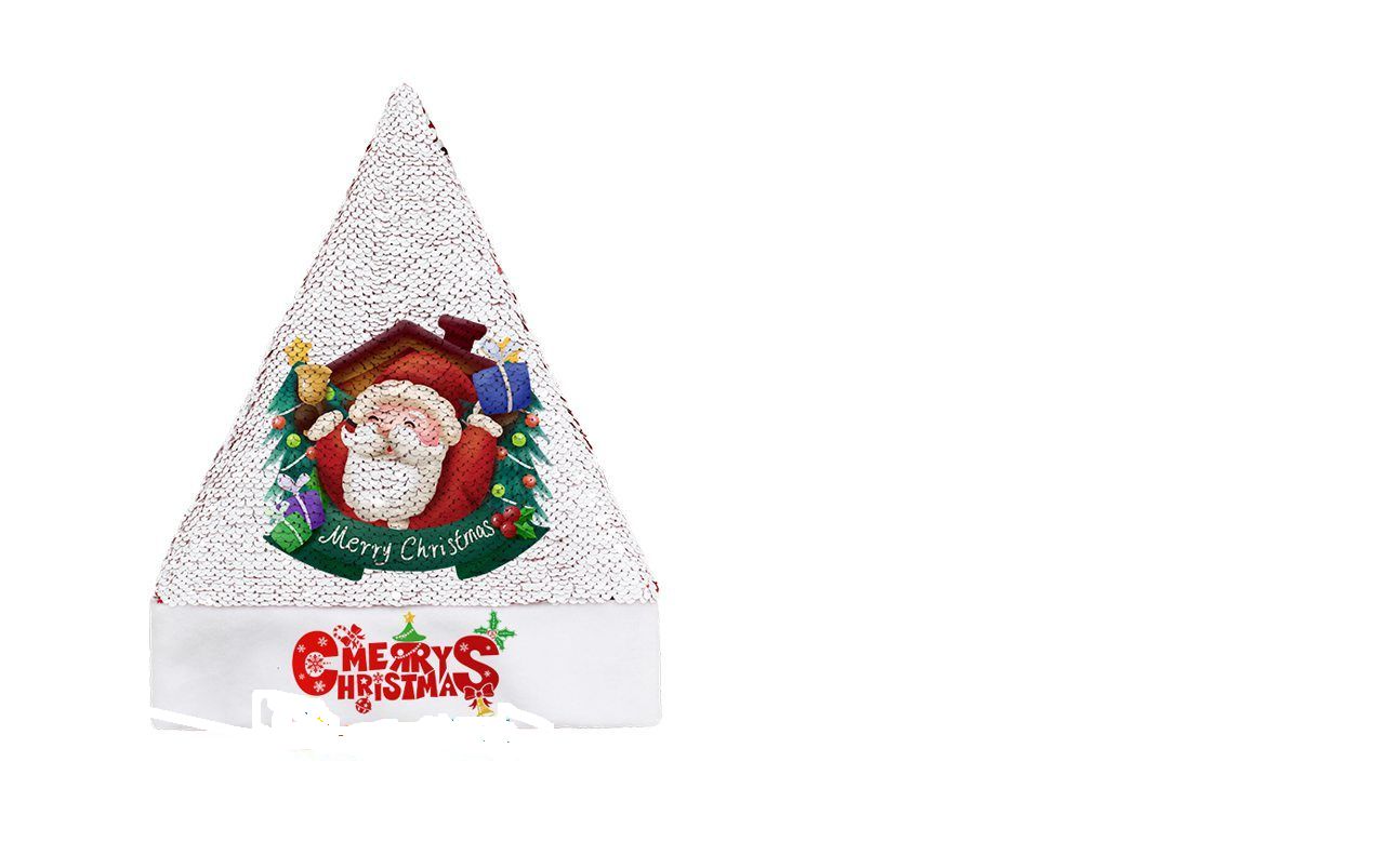 Lot de 3 bonnets de noël enfant à sequin réversible rouge / blanc sublimable