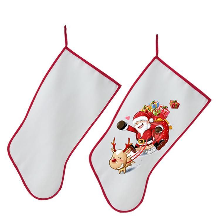 Lot de 3 chaussettes de Noël sublimable en tissu imitation chanvre 42x18cm