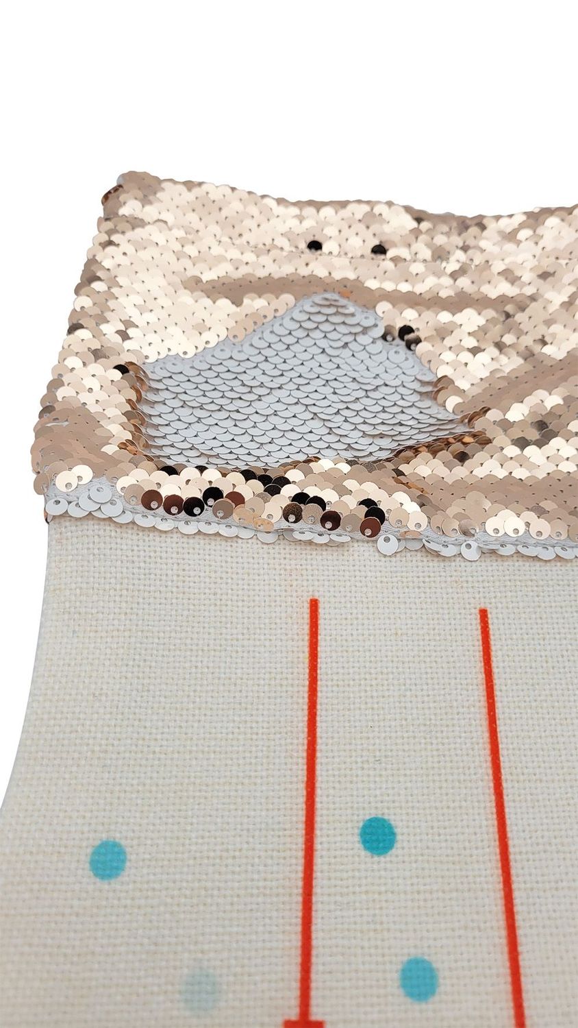 Lot de 3 chaussettes de Noël sublimable en tissu imitation chanvre 46x17cm - Sequins Or Rose