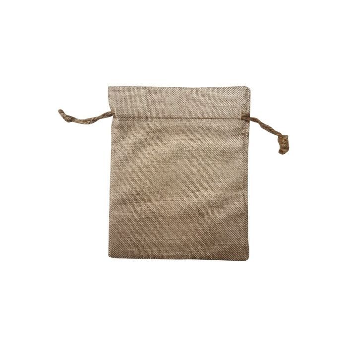 Lot de 4 sacs à cadeaux en tissu imitation chanvre - Beige - 17 x 21 cm