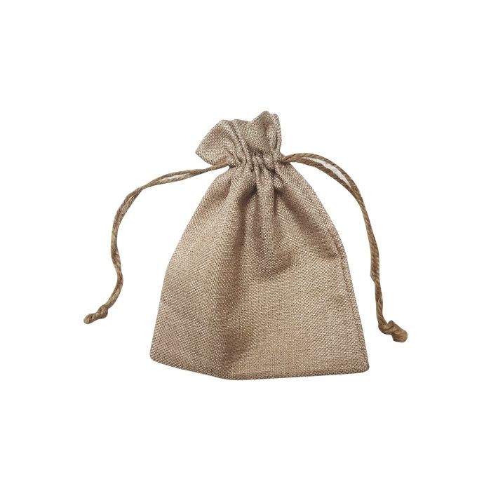 Lot de 3 sacs à cadeaux en tissu imitation chanvre - Beige - 17 x 21 cm