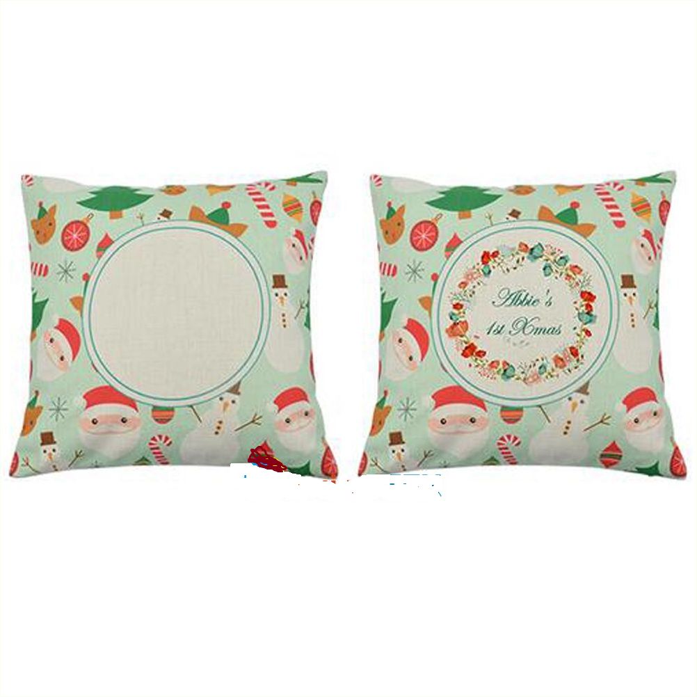 Lot de 3 housses de coussin de nöel verts en toile de chanvre 40*40cm