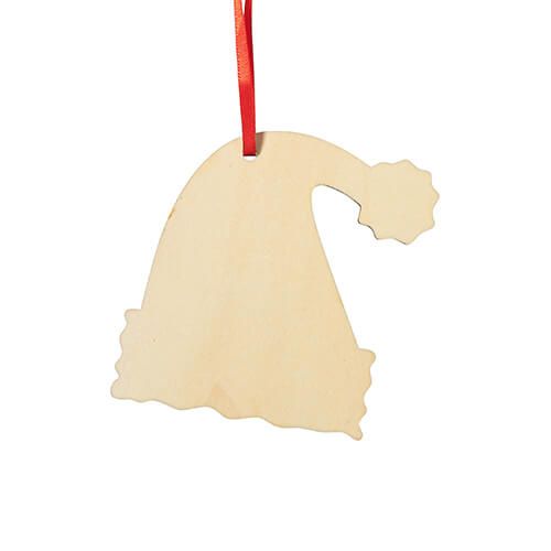 Pendentif sapin de Noël en bois pour sublimation - Chapeau de Père Noël