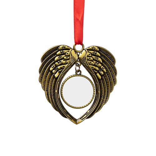 LOT  DE  TROIS Pendentif arbre de Noël en métal pour sublimation - ailes dorées