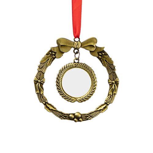 LOT DE TROIS  Pendentif arbre de Noël en métal pour sublimation - couronne dorée