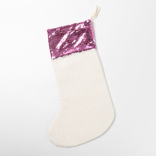 Bas de Noël à sequins rose pour sublimation
