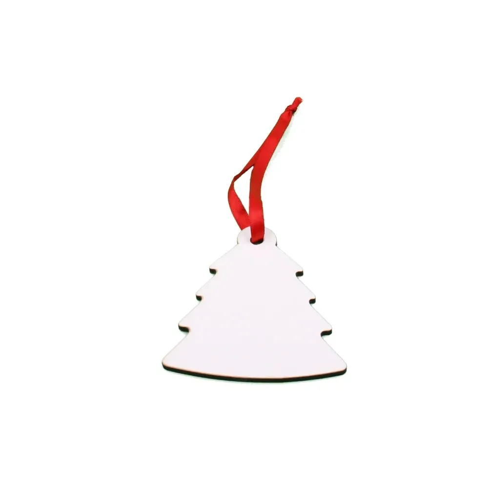 trois Ornements de sapin de Noël en bois (2 côtés)