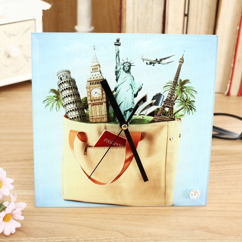 Cadre photo horloge en verre carré 20×20cm sublimable