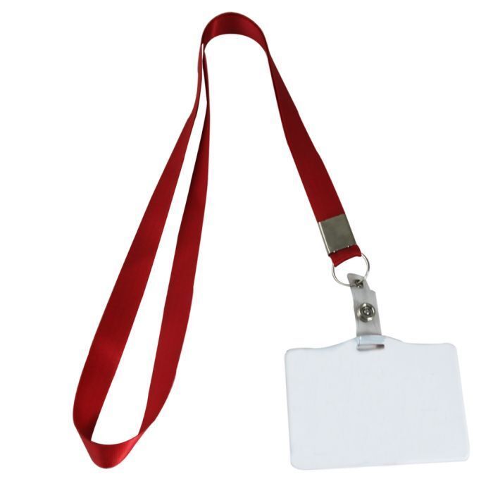 Deux badges en polym��re blanc sublimable avec tour de cou (en 3 coloris)