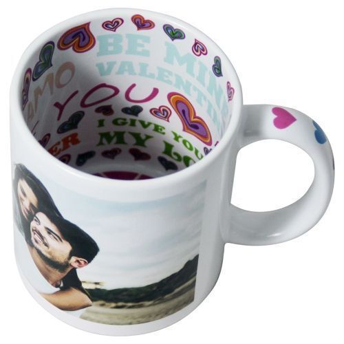 ...  Mugs blancs sublimables intérieur et anse pré imprimé - thème I love You