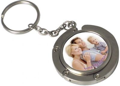 trois porte-clés "accroche sac" argent brillant - forme rond