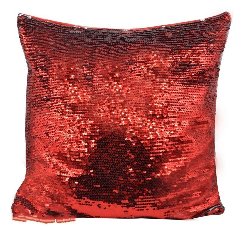 une   housses de coussin à sequin réversible rouge / blanc sublimable 40*40cm