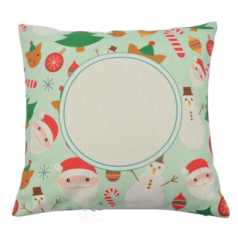 deux  housses de coussin de noël verts en toile de chanvre 40*40cm