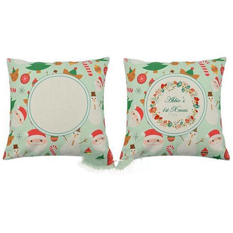 deux  housses de coussin de noël verts en toile de chanvre 40*40cm