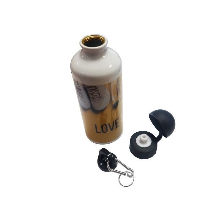 les deux GOURDE alu 600 ml blanches + 2 bouchons (à vis et double ouverture en dôme