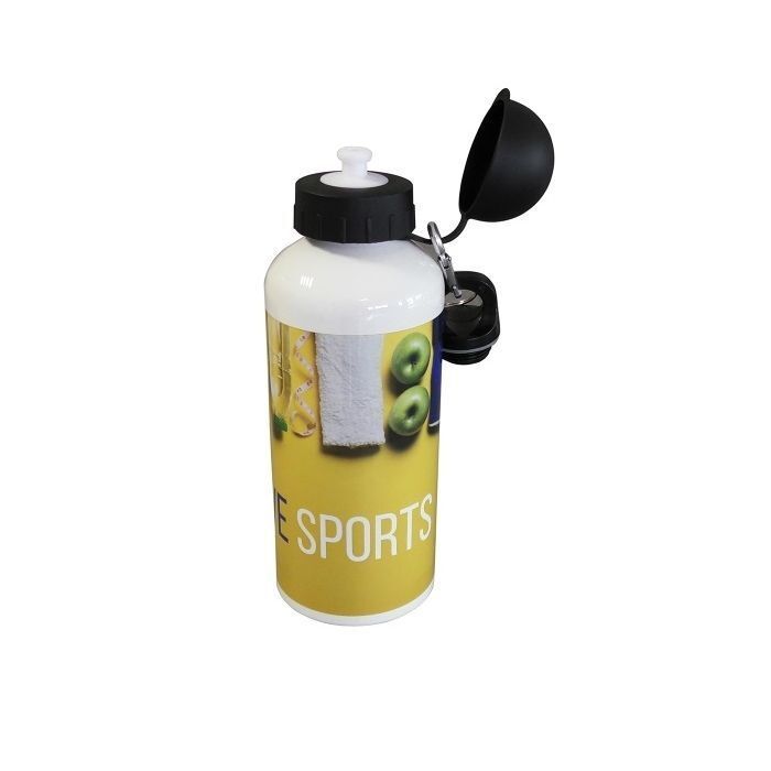 les deux GOURDE alu 600 ml blanches + 2 bouchons (à vis et double ouverture en dôme