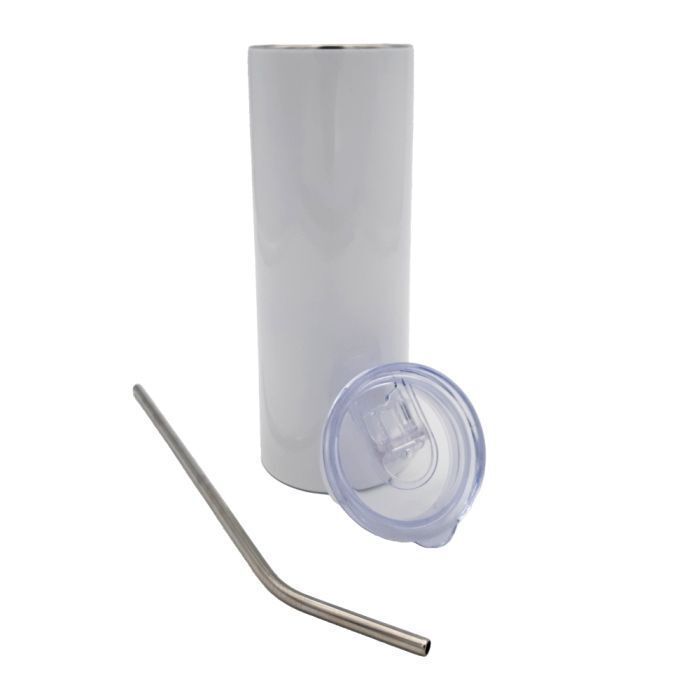 Gobelet isotherme avec paille en inox - Ø 7,3 x 20,3 cm - 600 ml