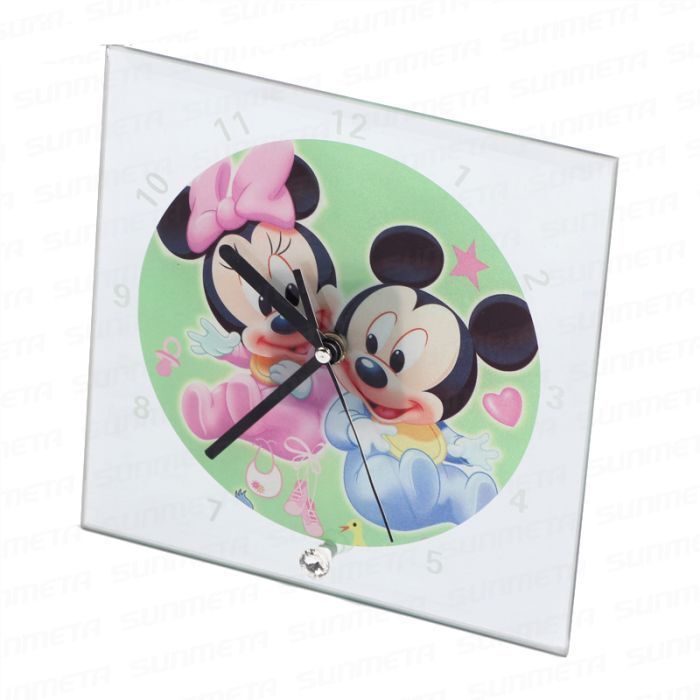 deux Cadre photo horloge en verre contour miroir 20×20cm  .